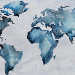 Cuadro Mapa Mundi Azul