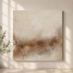 Cuadro abstracto beige y tonos tierra pintado a mano. Coral Beige aporta calidez, textura y elegancia a salones y dormitorios. Envío gratis.