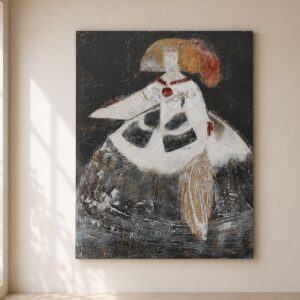 Cuadro Menina pintado a mano en tonos negro, blanco y beige | Arte contemporáneo para salón | Home Original