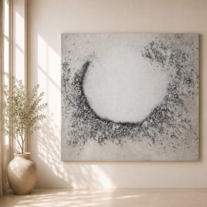 Cuadro Mercurio pintado a mano en tonos beige, blanco y tierra para salón moderno | Home Original