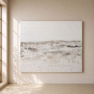 Cuadro Recuerdos pintado a mano en tonos beige, blanco y tierra para salón moderno | Home Original