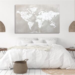 Cuadro Mapa Mundi Beige